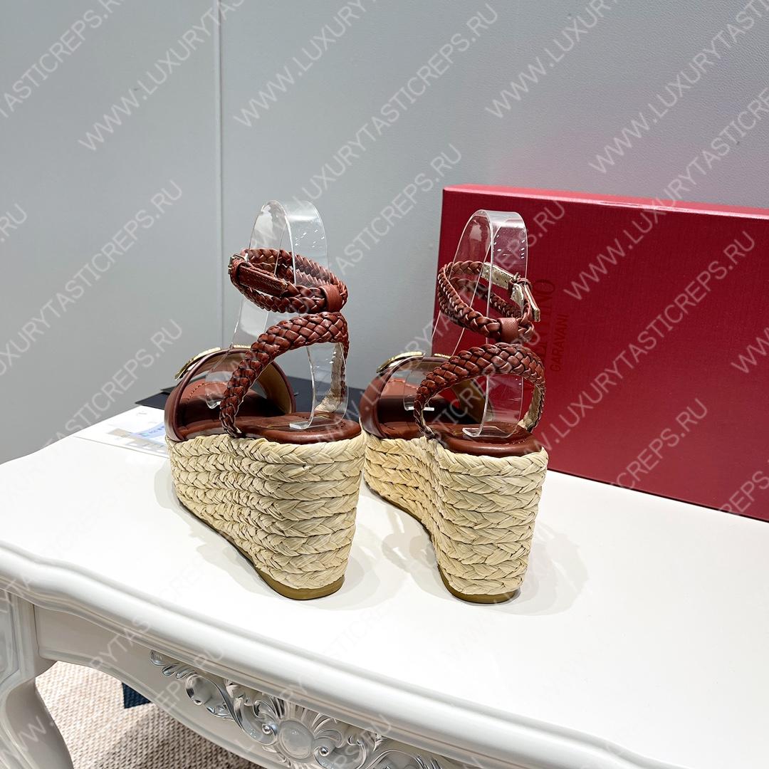 VALENTINO ANKLE STRAP WEDGE SANDAL TAN 2W2S0F95BAE0NO