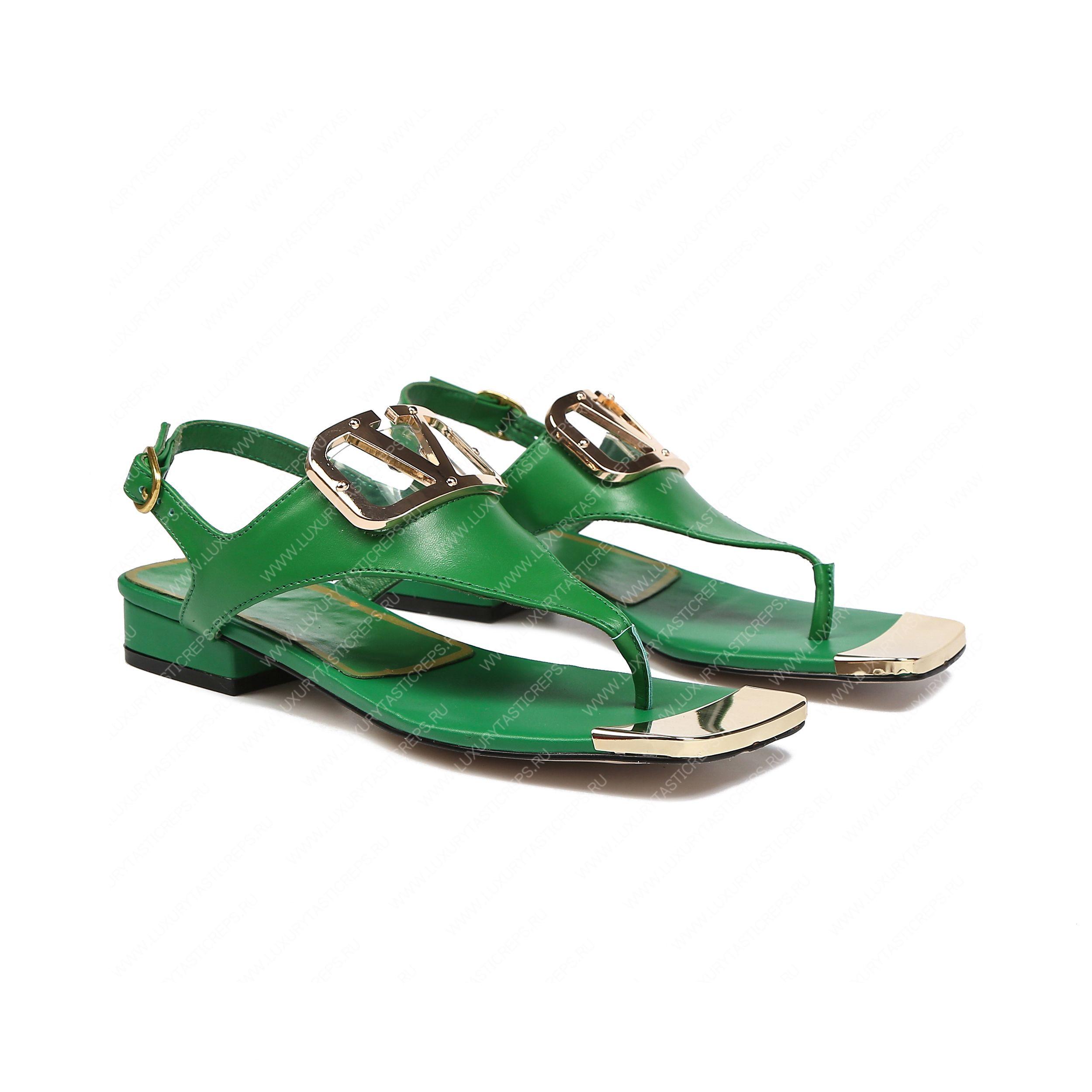 VALENTINO VLOGO SIGNATURE FLAT THONG SANDAL GREEN WS0EA7RZR_HG5