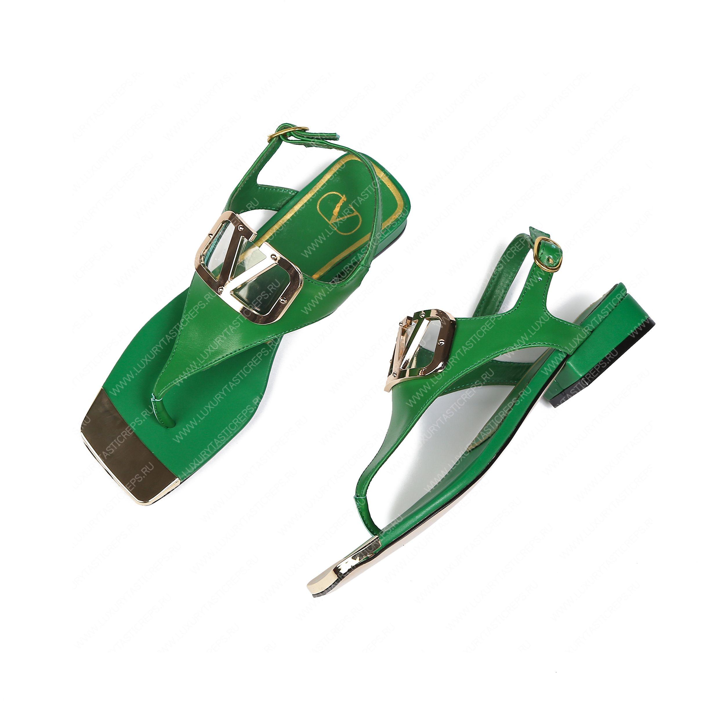 VALENTINO VLOGO SIGNATURE FLAT THONG SANDAL GREEN WS0EA7RZR_HG5