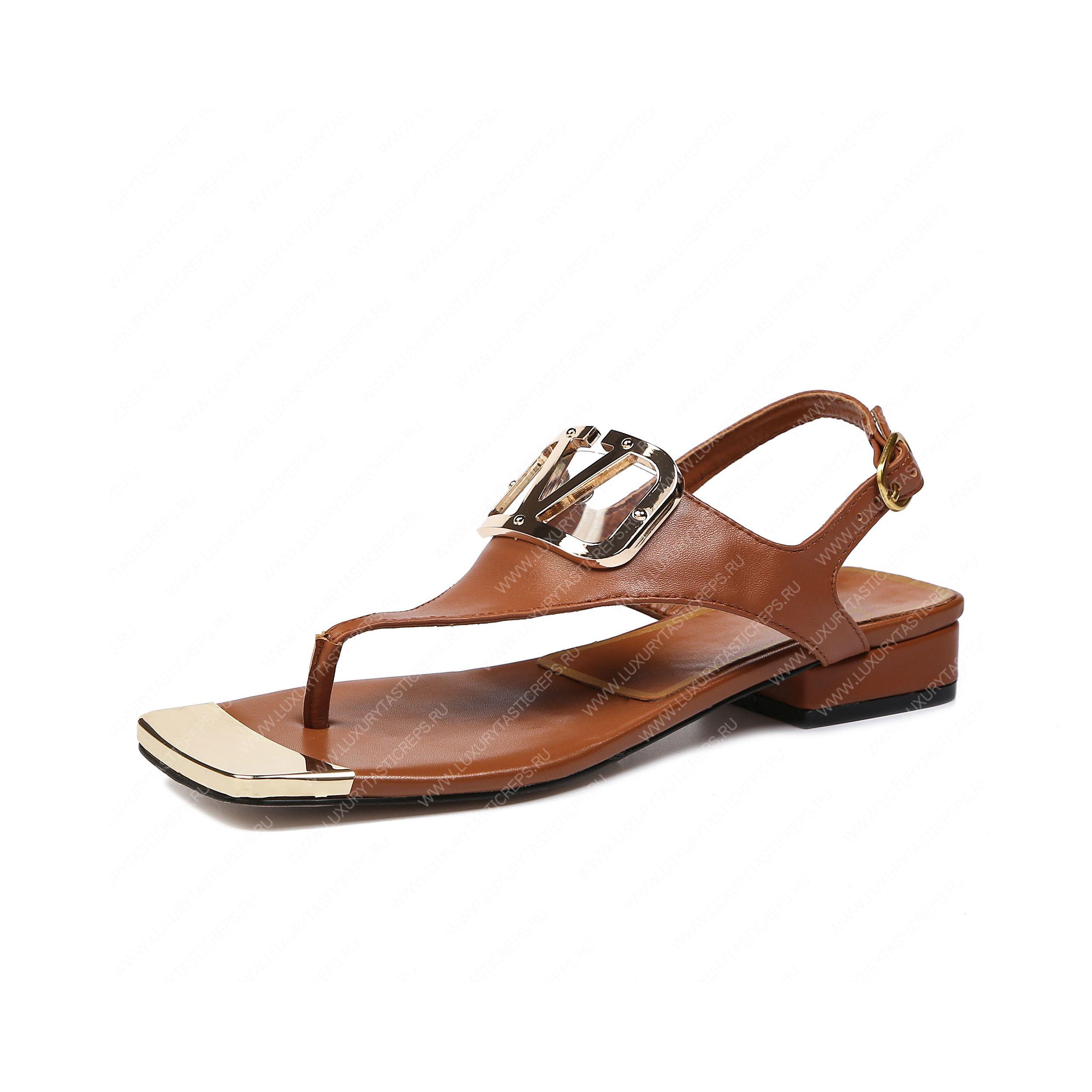 VALENTINO VLOGO SIGNATURE FLAT THONG SANDAL BROWN WS0EA7RZR_HG5