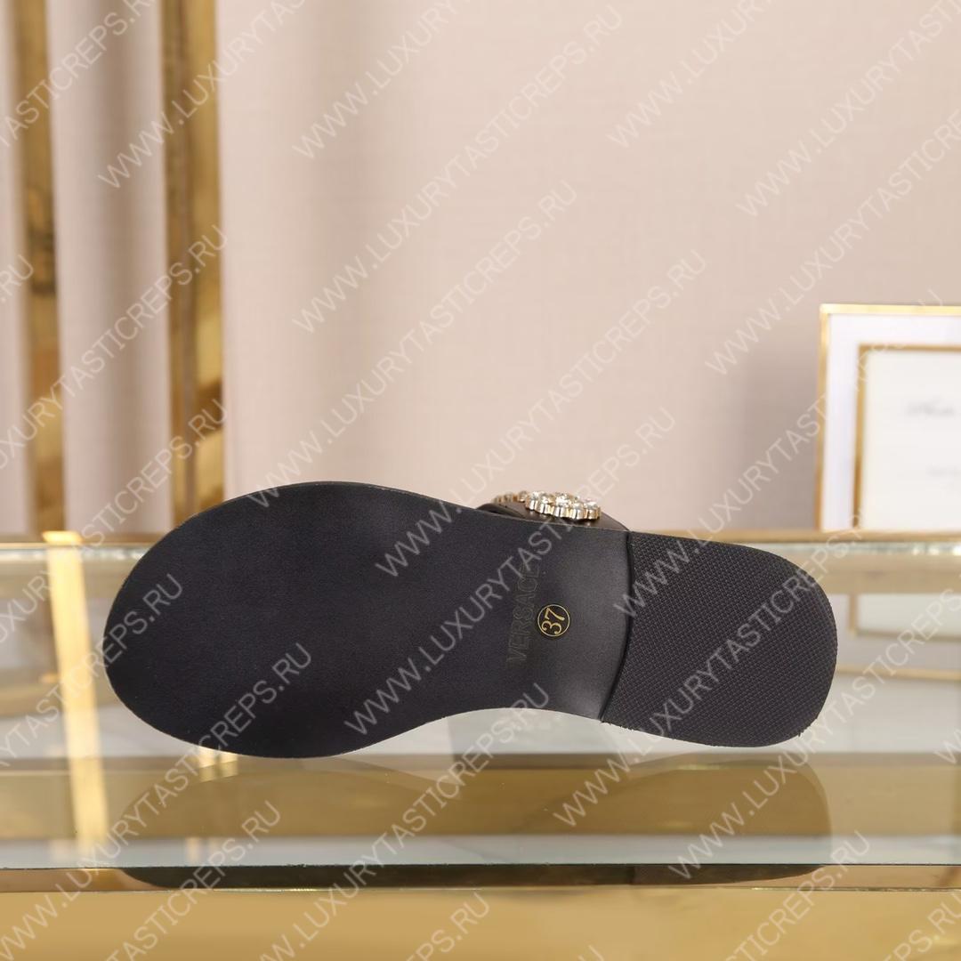 VERSACE FLAT SANDALS BLACK 1007274