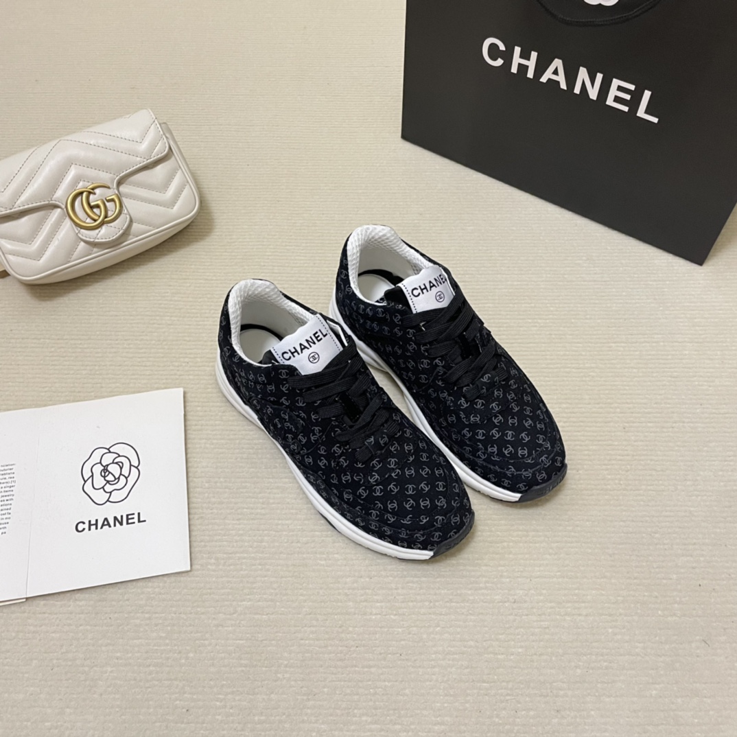 Ch*el sneakers black and white g39230