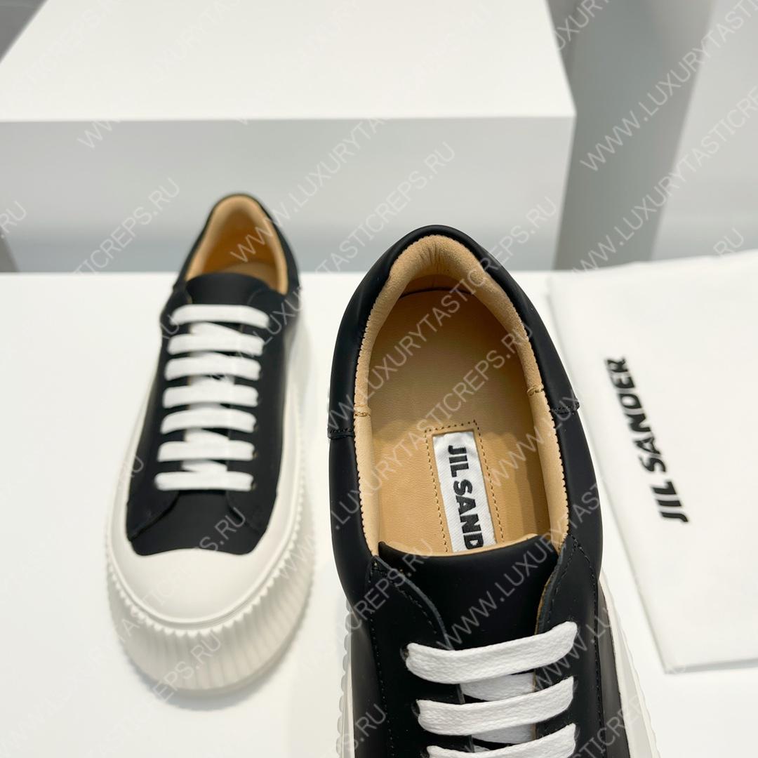 JIL SANDER LEATHER SNEAKERS BLACK AND WHITE D110ASH4
