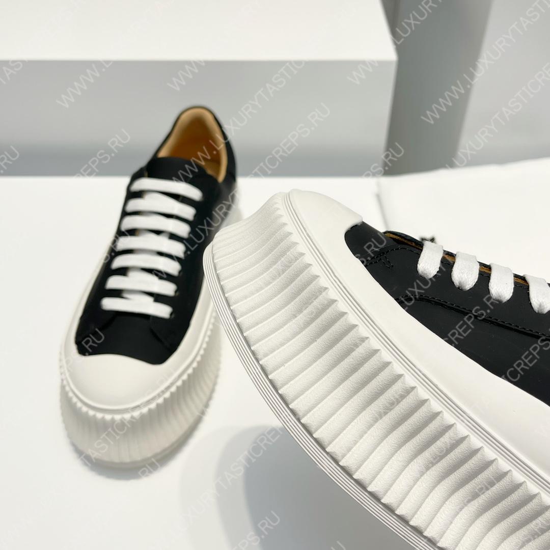 JIL SANDER LEATHER SNEAKERS BLACK AND WHITE D110ASH4
