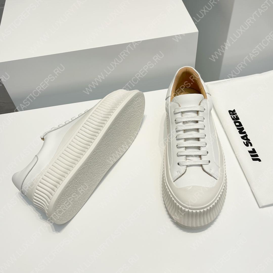 JIL SANDER LEATHER SNEAKERS WHITE J32WS0018