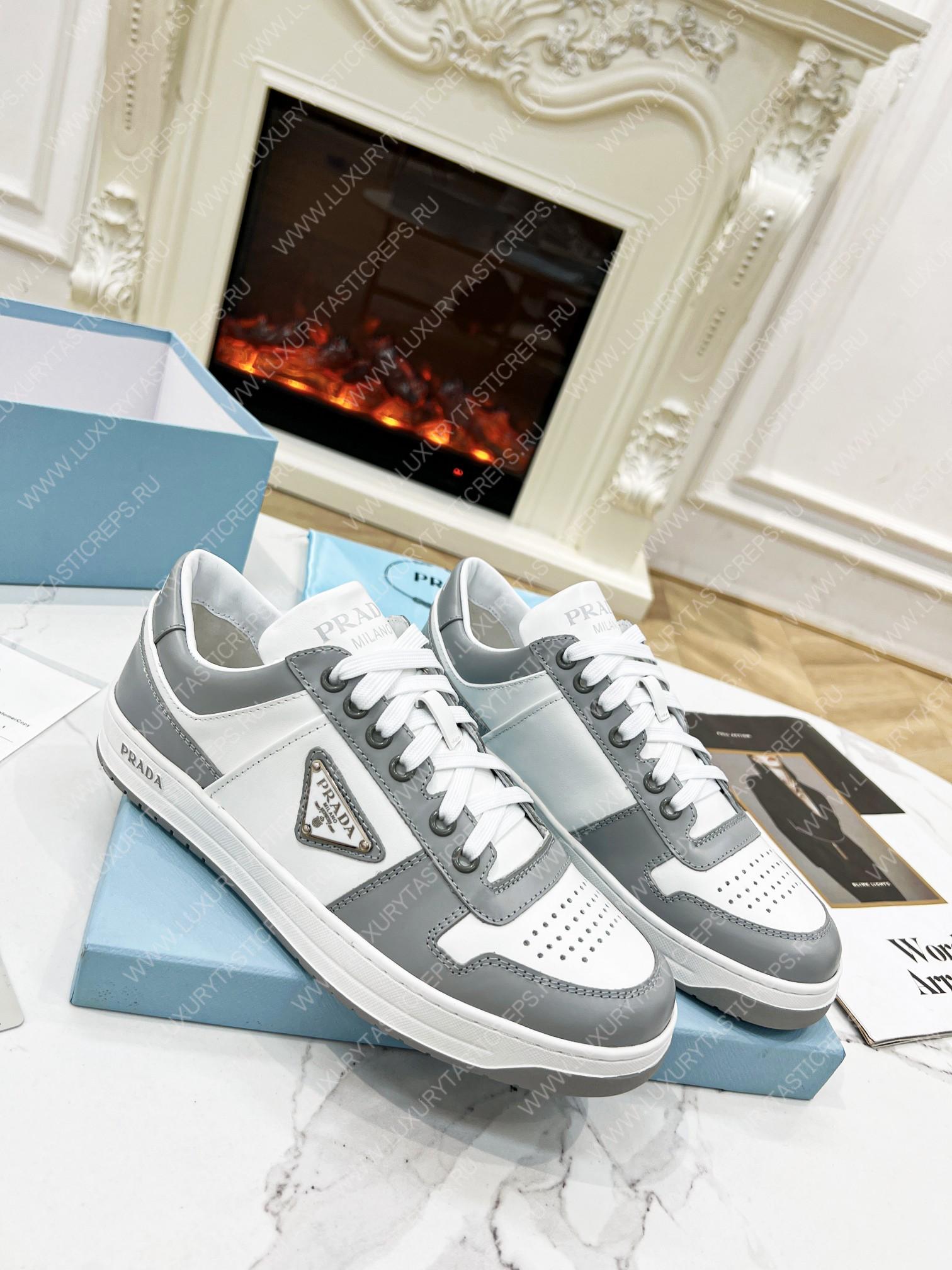 Pra*a downtown leather sneakers white/grey 2ee364