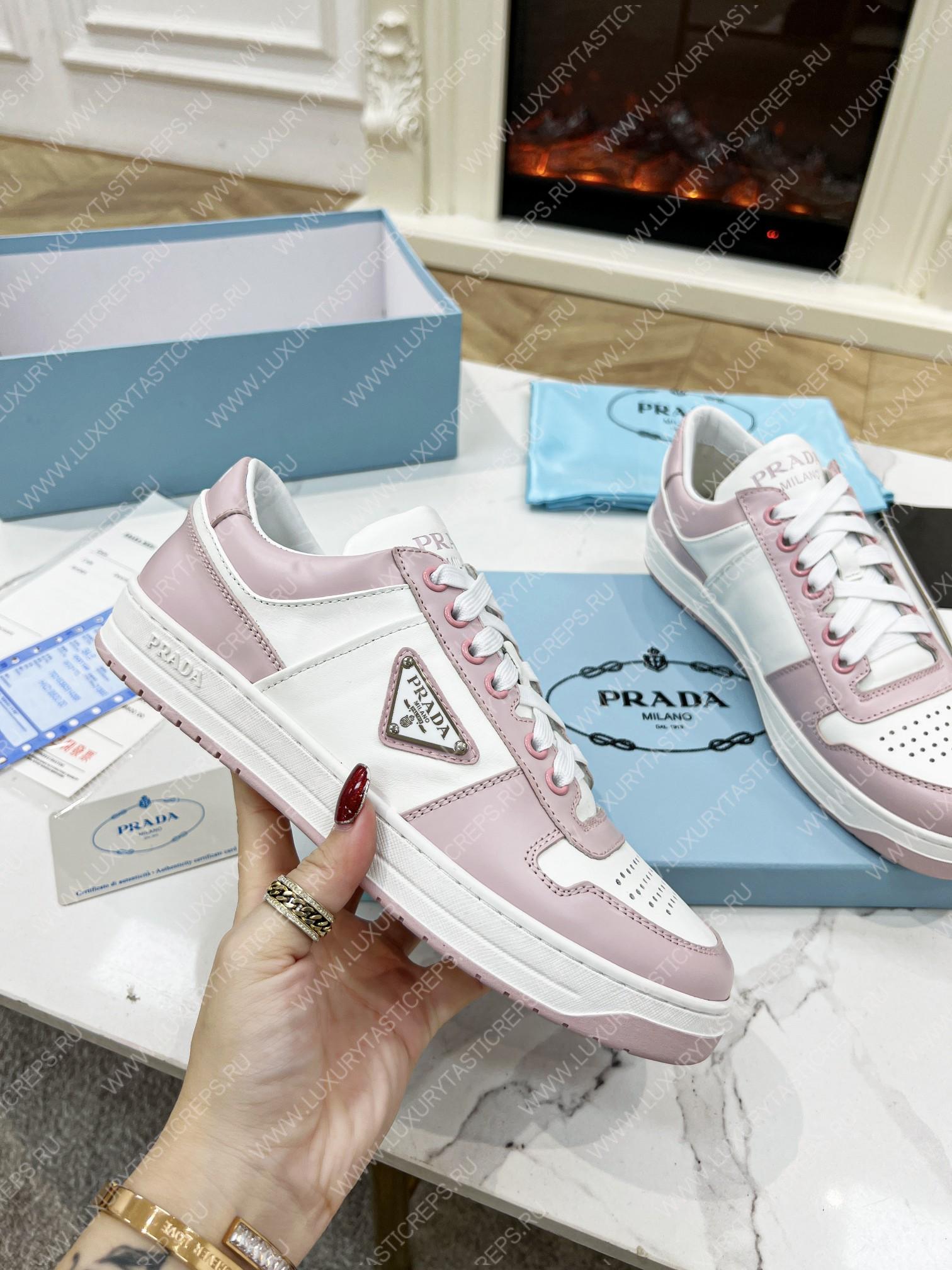 Pra*a downtown leather sneakers white/pink 2ee364
