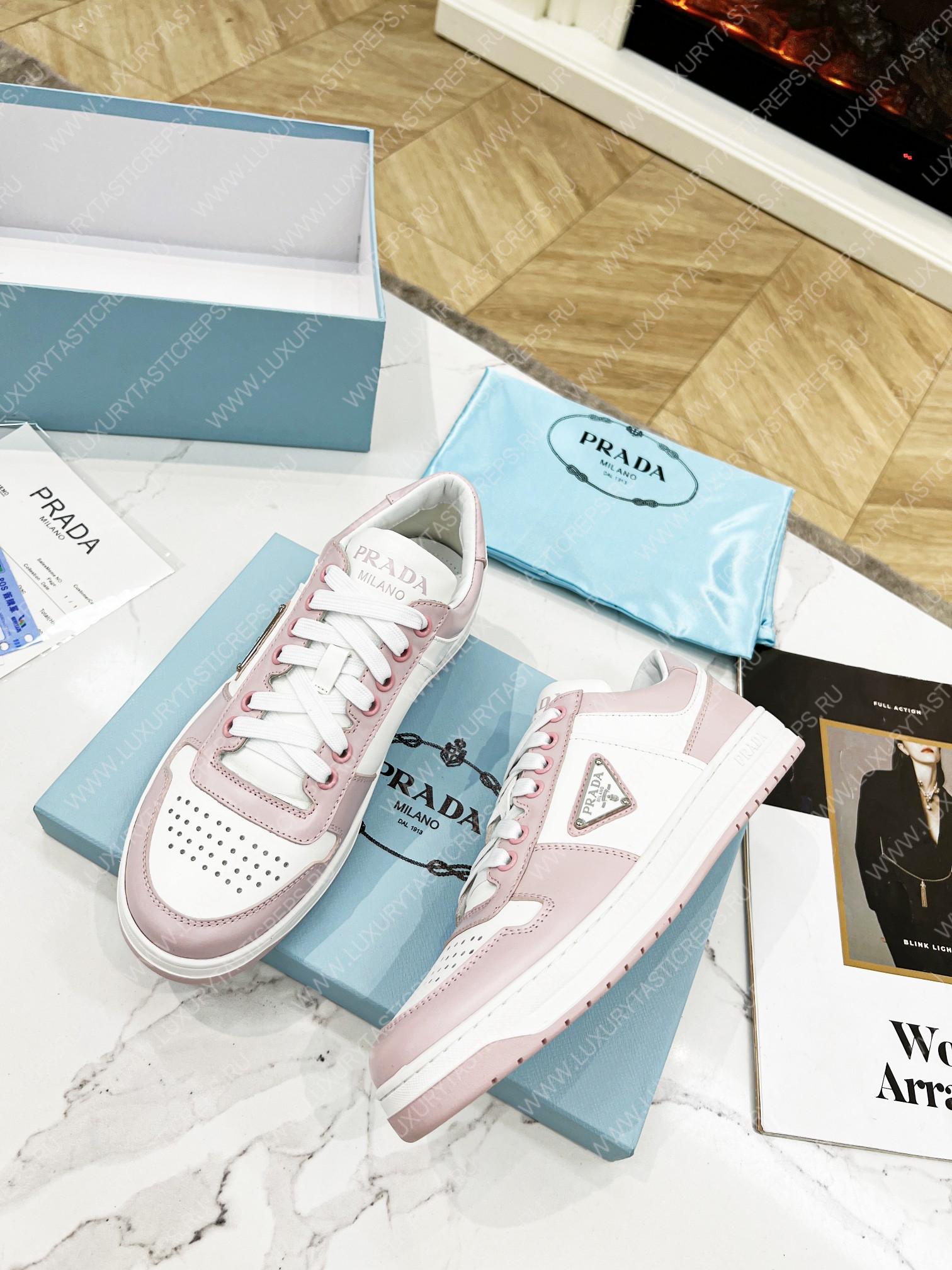 Pra*a downtown leather sneakers white/pink 2ee364