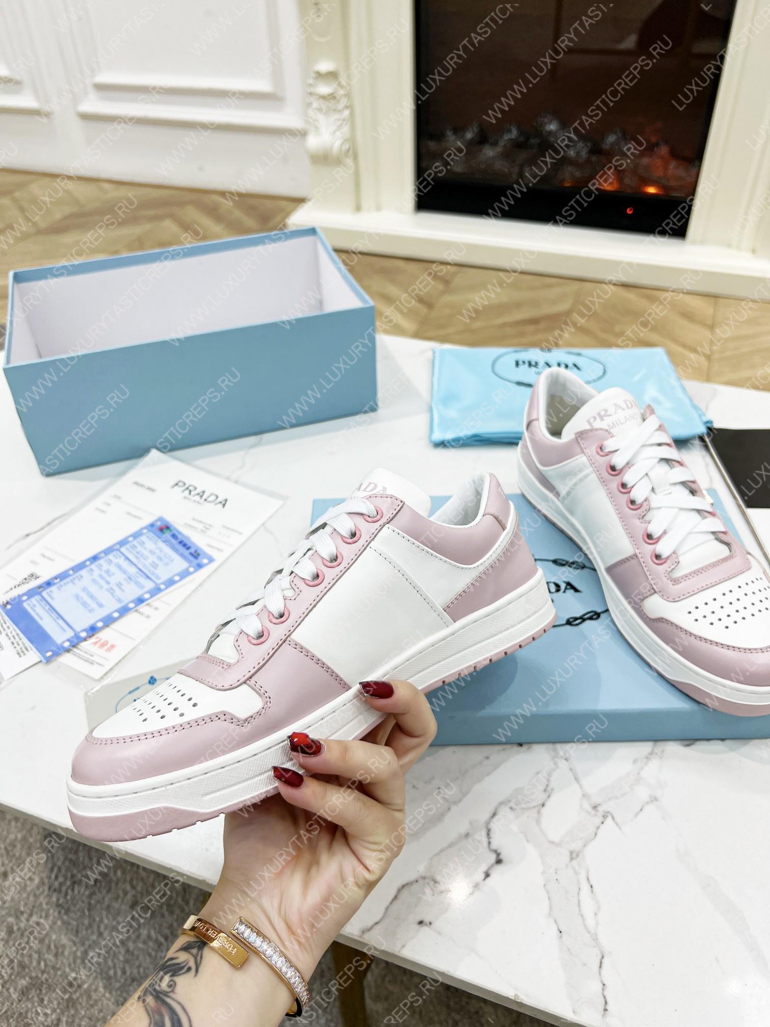 Pra*a downtown leather sneakers white/pink 2ee364