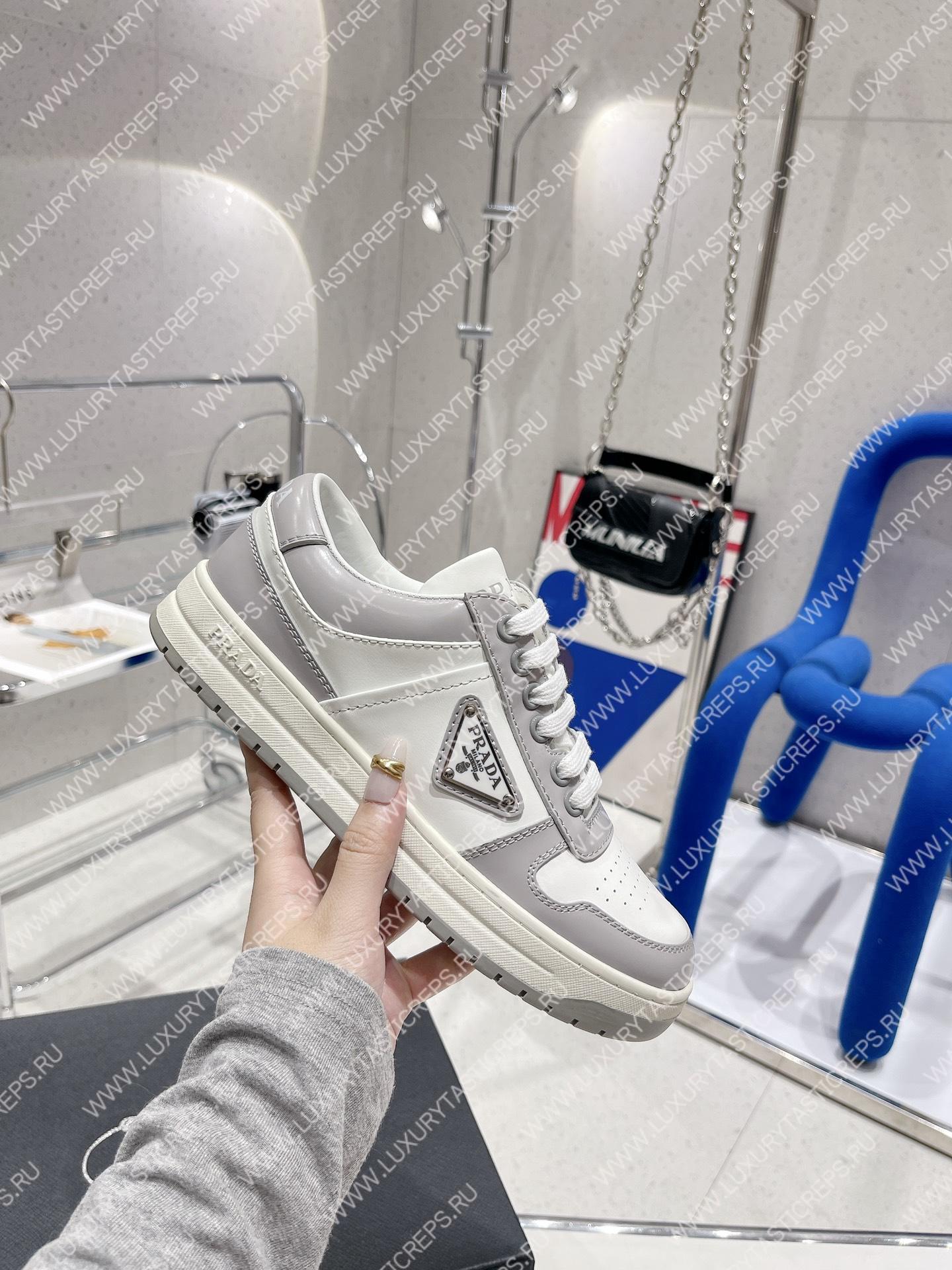 Pra*a downtown leather sneakers white/crystal 2ee364