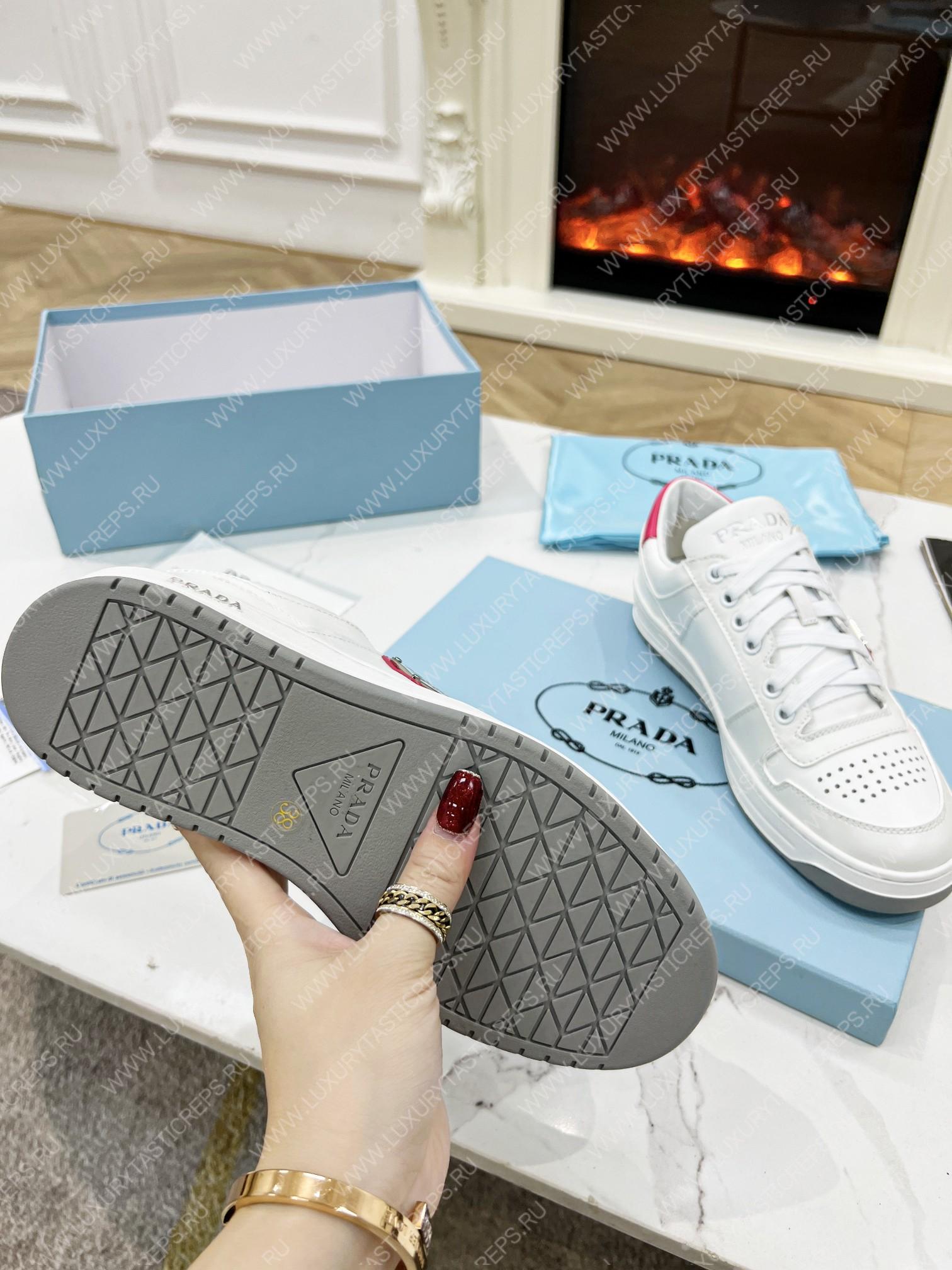 Pra*a downtown leather sneakers white/pink 2ee364