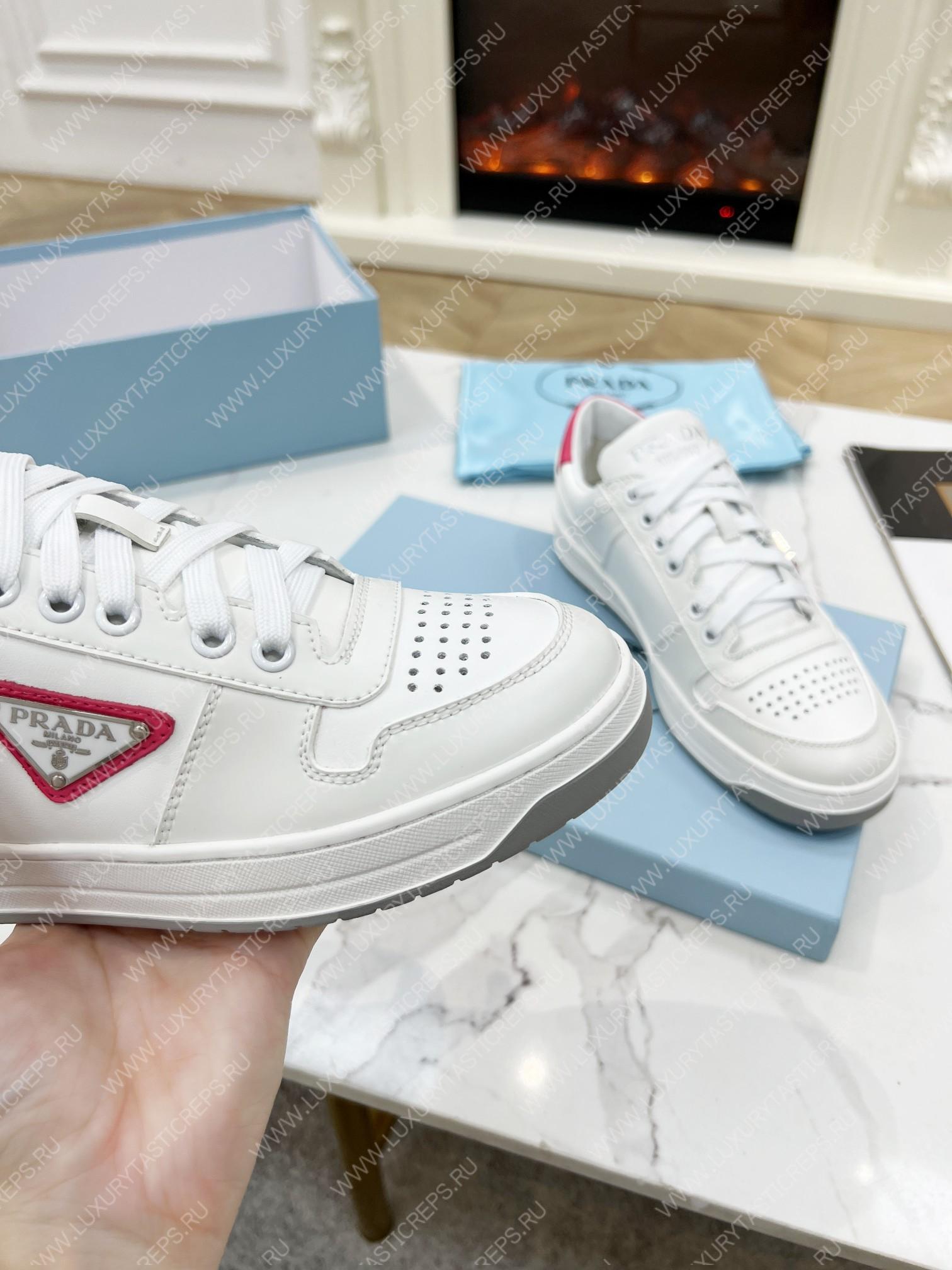 Pra*a downtown leather sneakers white/pink 2ee364