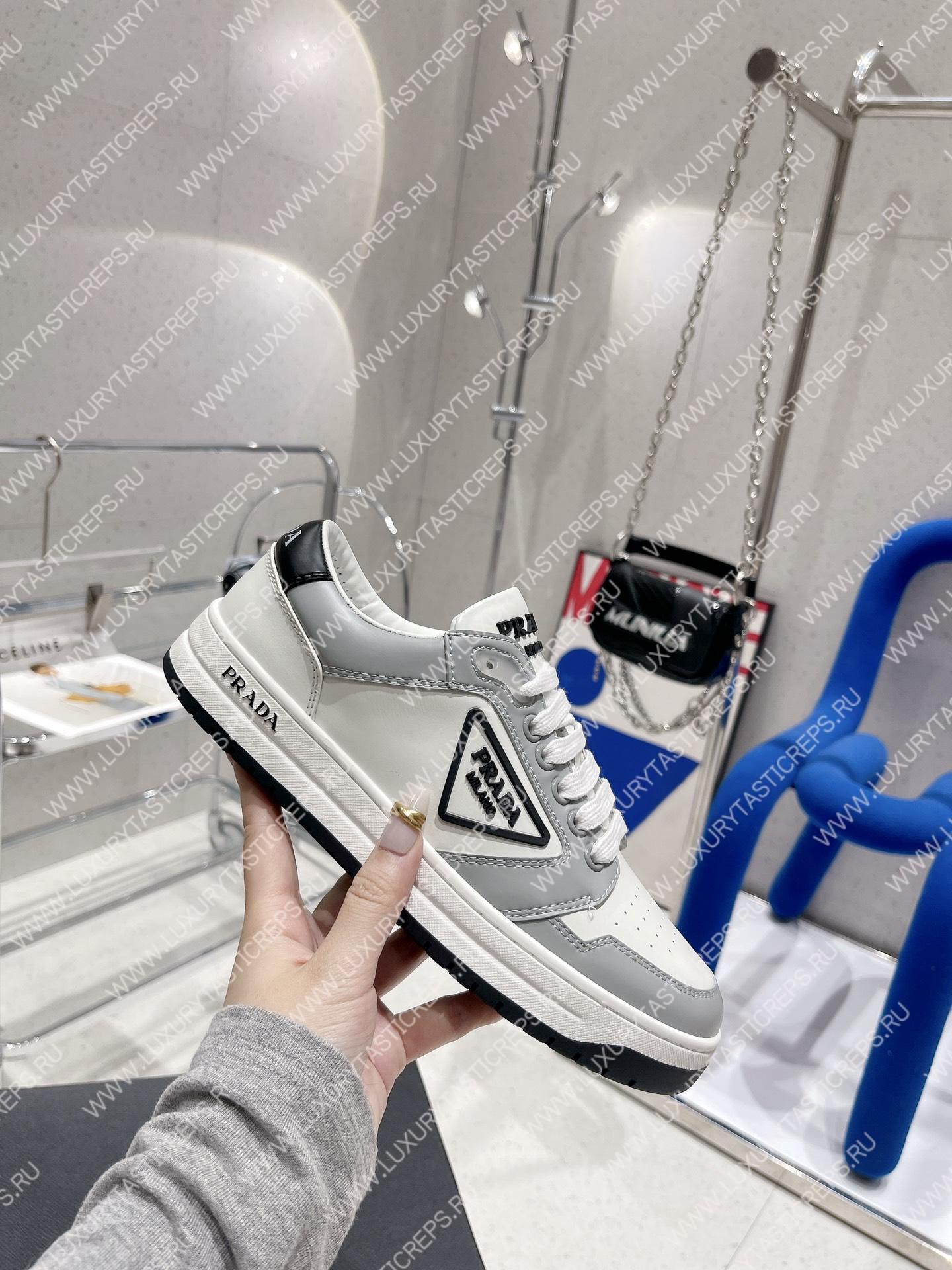 Pra*a district perforated leather sneakers white/cornflower blue 1e790m