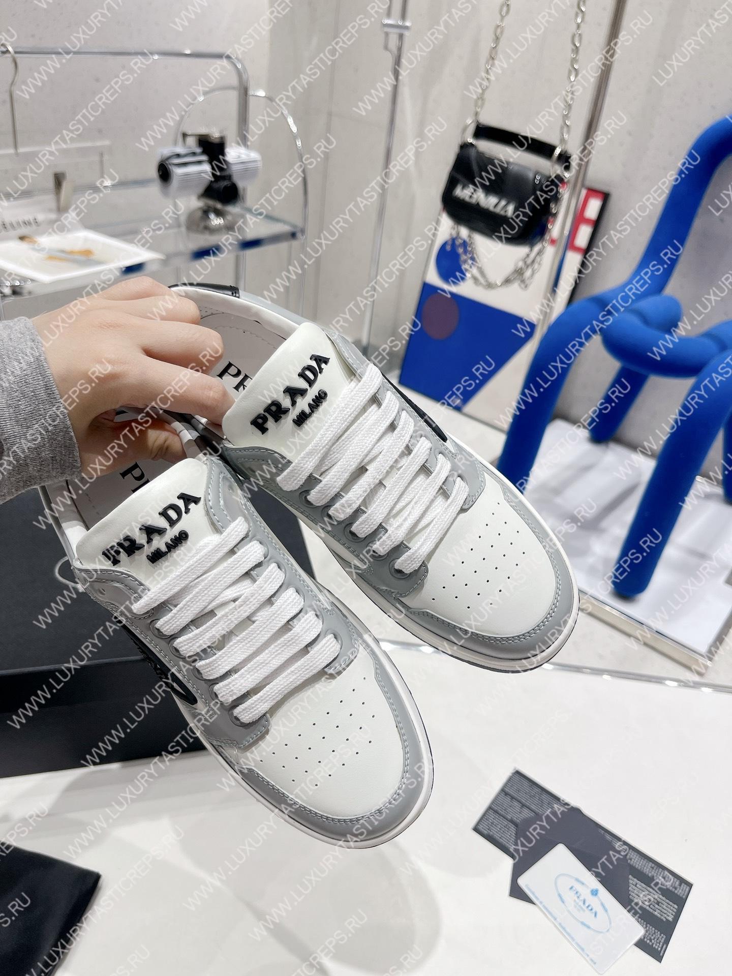 Pra*a district perforated leather sneakers white/cornflower blue 1e790m