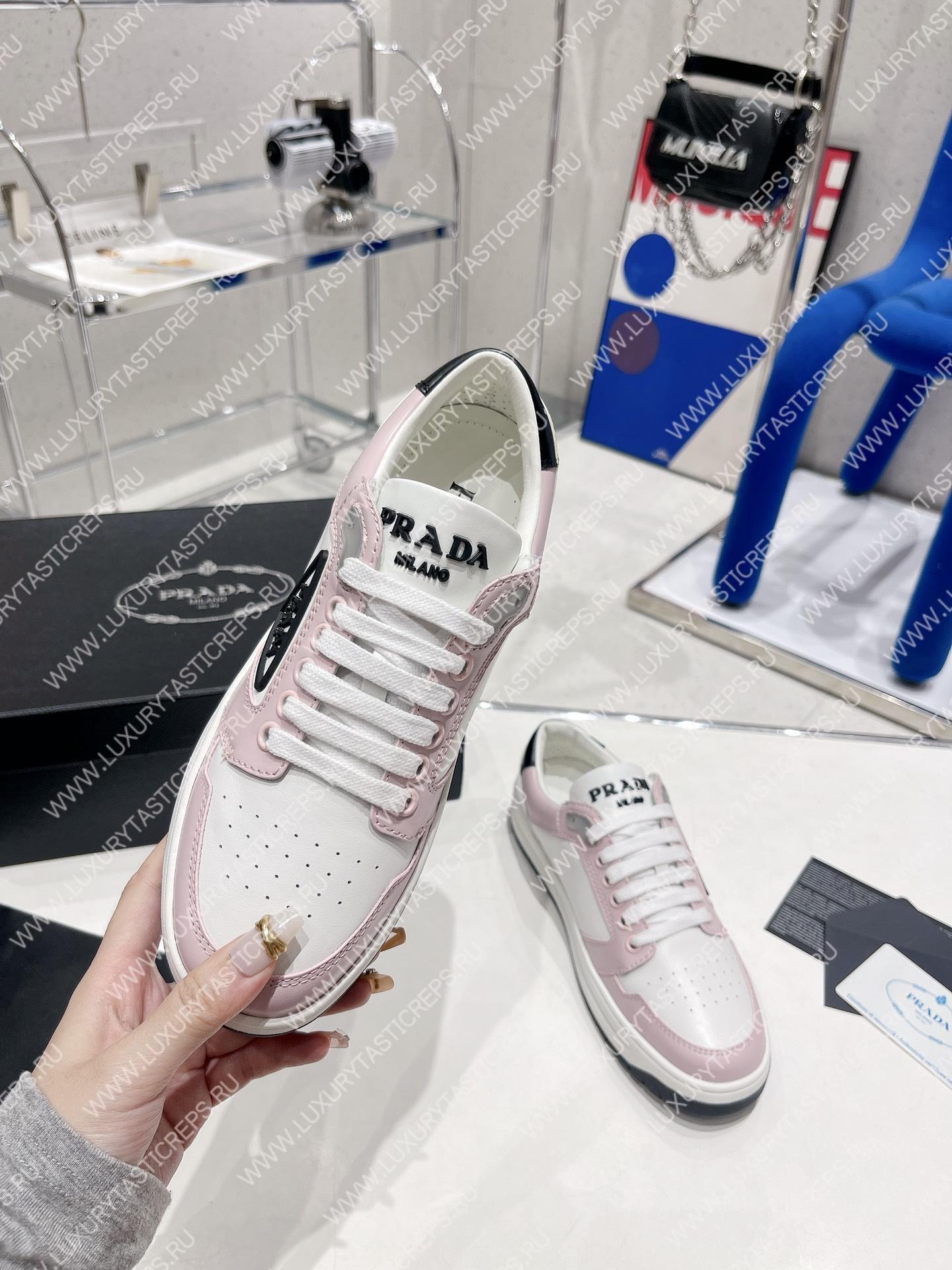 Pra*a district perforated leather sneakers white/albaster pink 1e790m