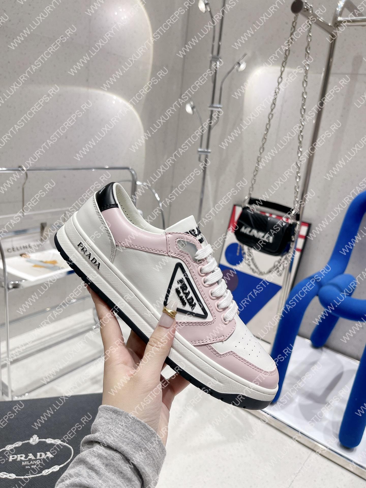 Pra*a district perforated leather sneakers white/albaster pink 1e790m