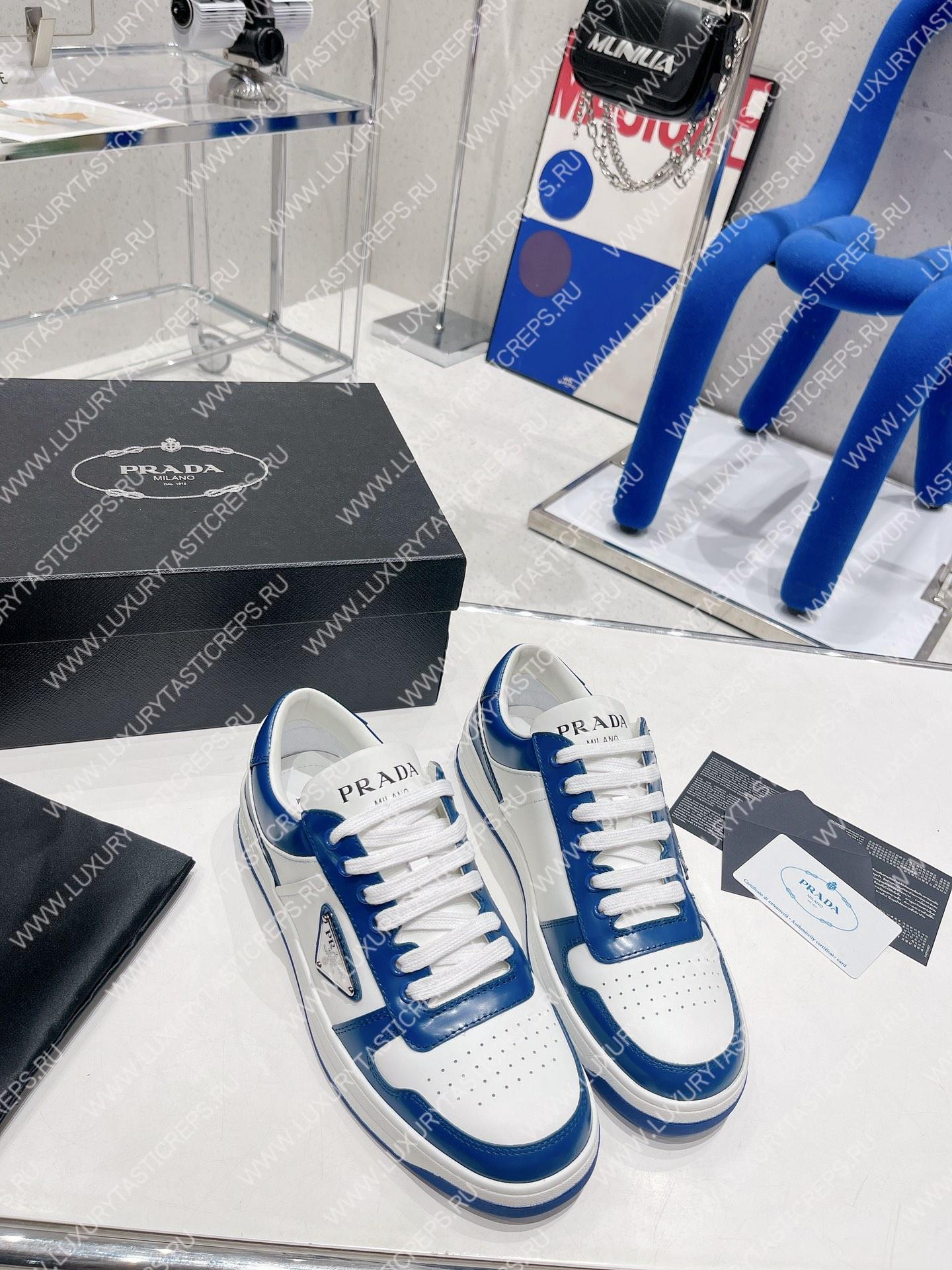Pra*a downtown leather sneakers white/cobalt blue 2ee364
