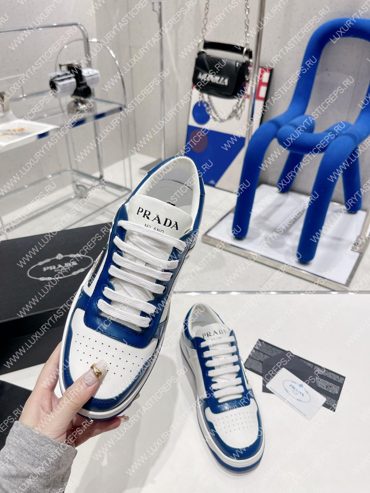 Pra*a downtown leather sneakers white/cobalt blue 2ee364