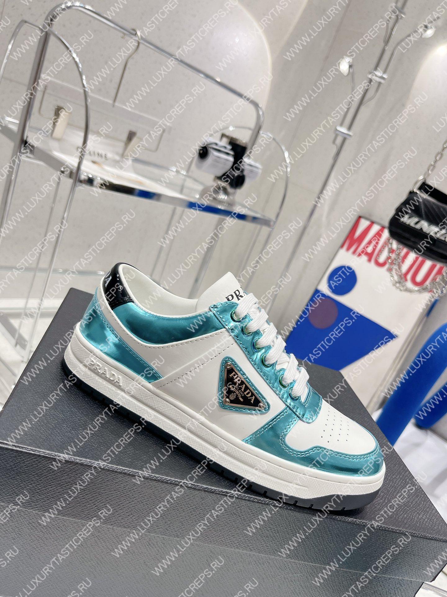 Pra*a downtown leather sneakers white/sky blue 2ee364