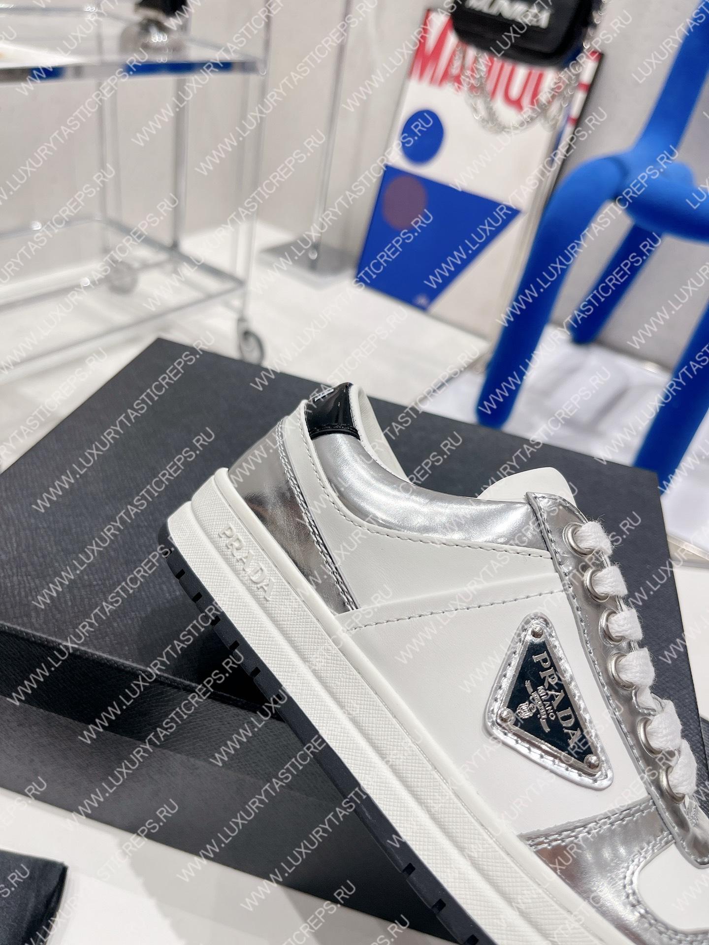 Pra*a downtown leather sneakers white/silver 2ee364