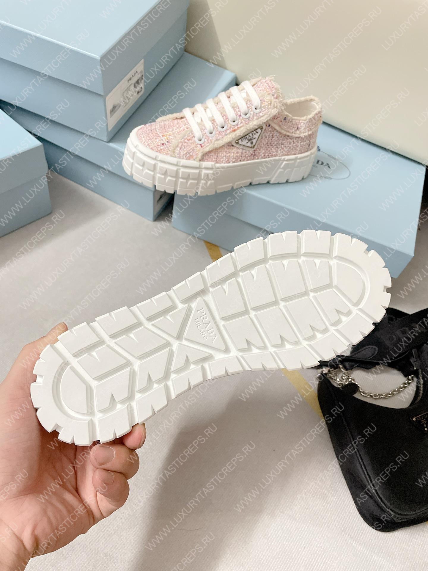 Pra*a double wheel nylon gabardine sneakers tweed pink 1e260m