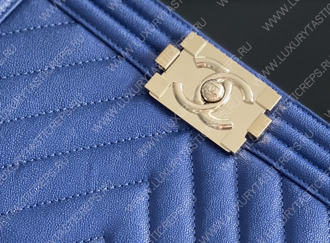 Ch*el boy handbag blue a67086