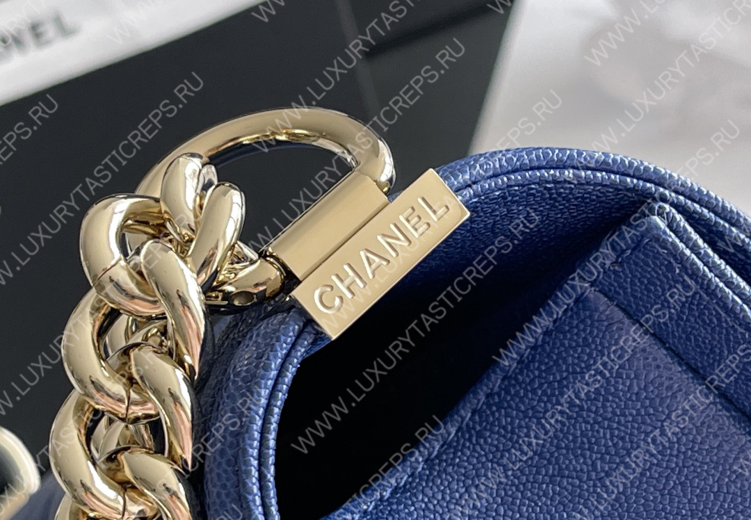 Ch*el boy handbag blue a67086