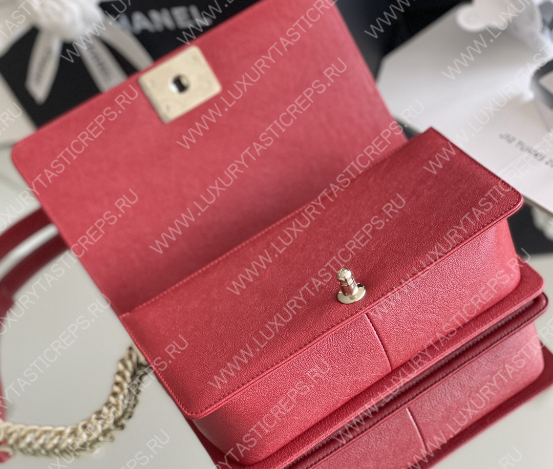Ch*el boy handbag red a67086