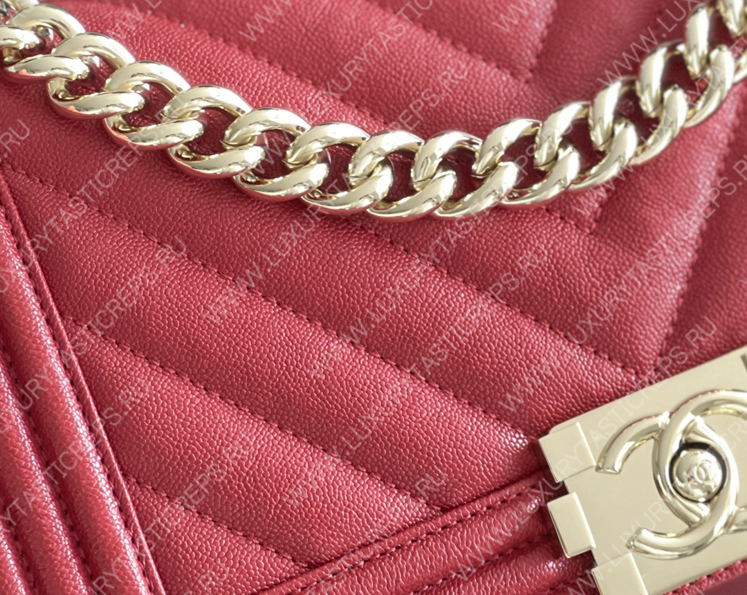 Ch*el boy handbag red a67086