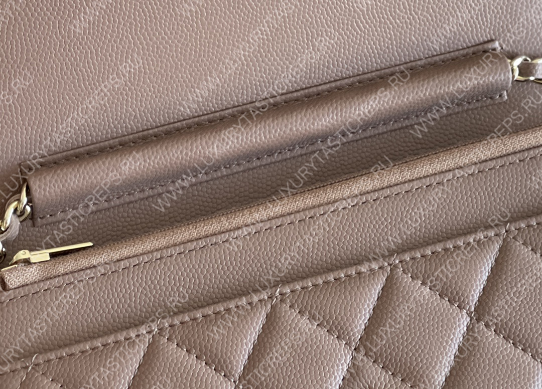 Ch*el classic wallet on chain dark nude ap0250