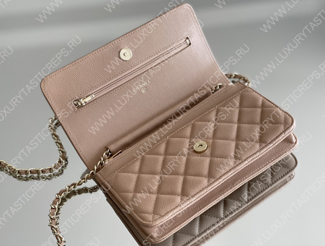 Ch*el classic wallet on chain beige ap0250