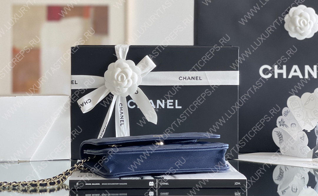 Ch*el mini flap bag navy blue a33814