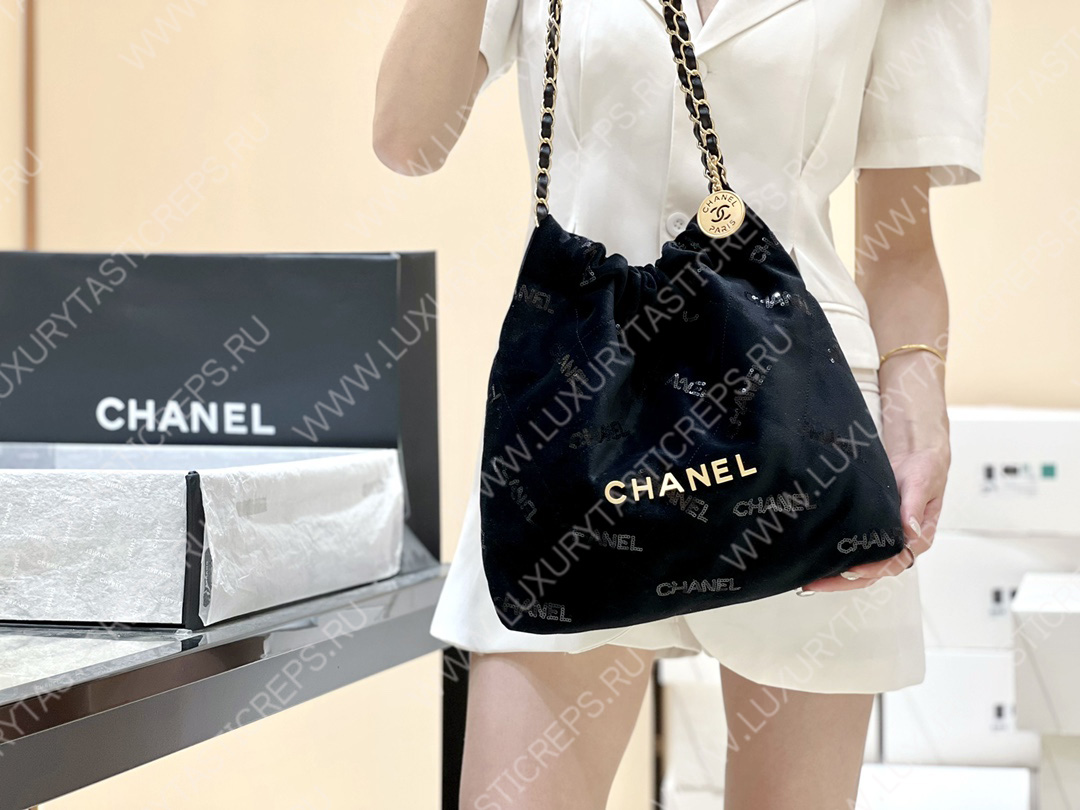 Ch*el 22 handbag black as3260