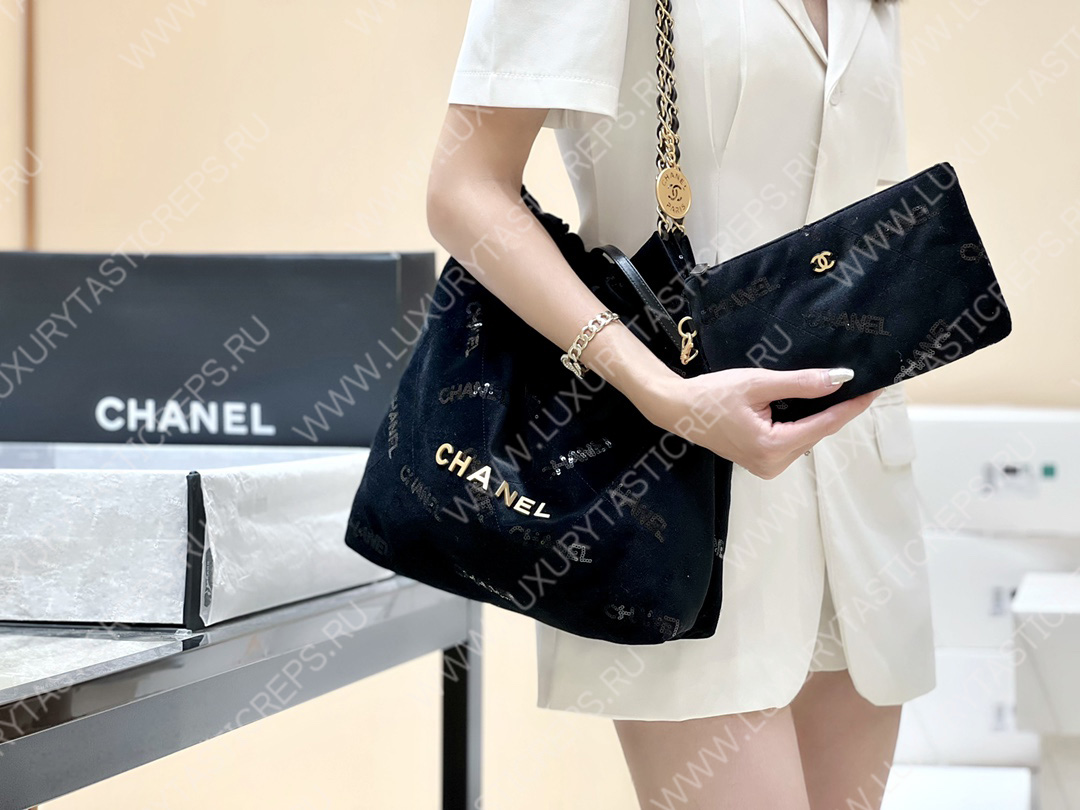 Ch*el 22 handbag black as3260