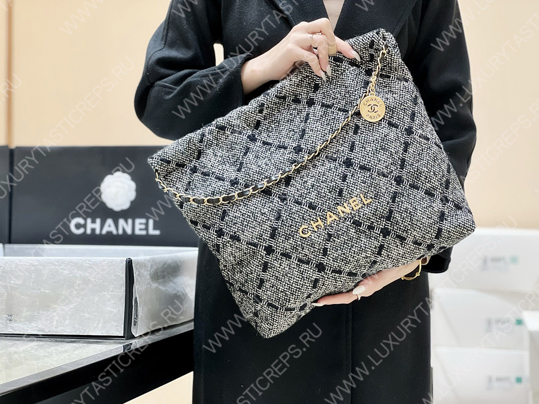 Ch*el 22 handbag grey as3261