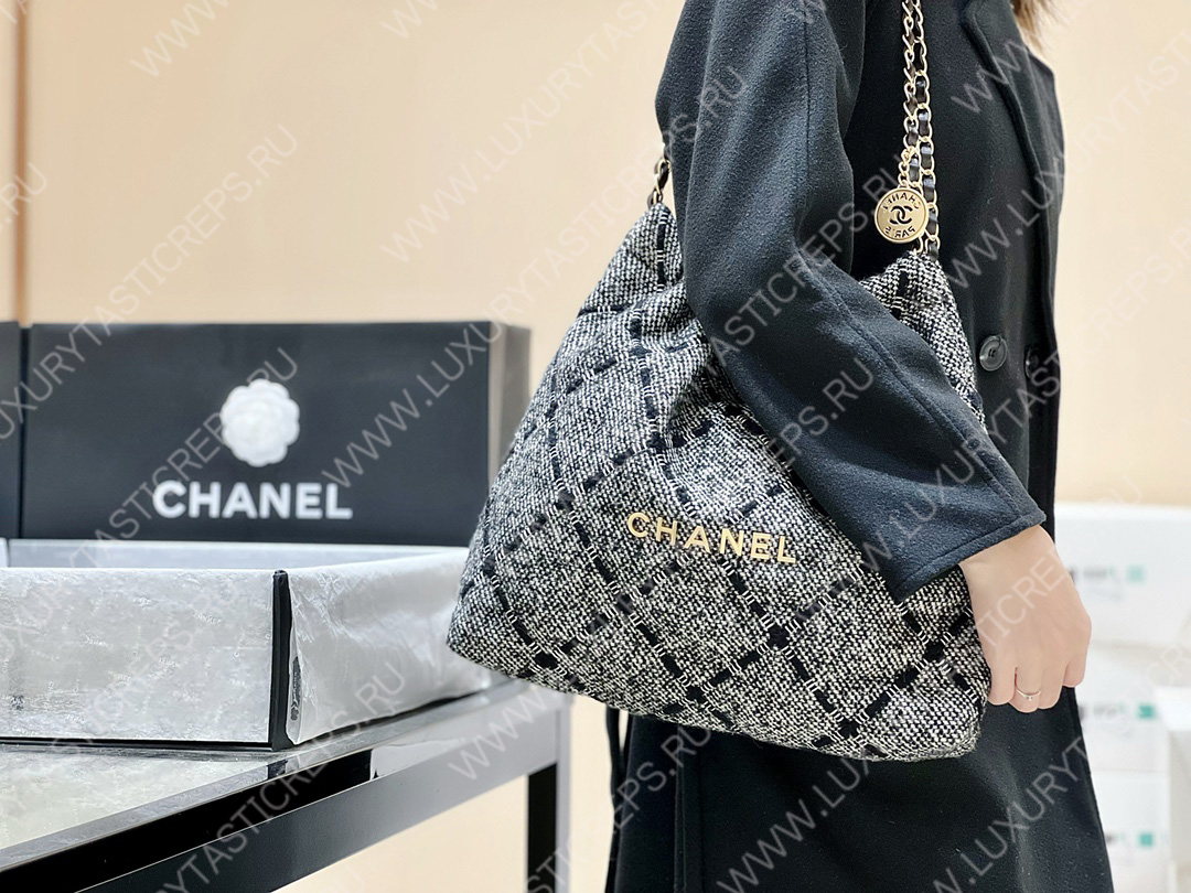 Ch*el 22 handbag grey as3261