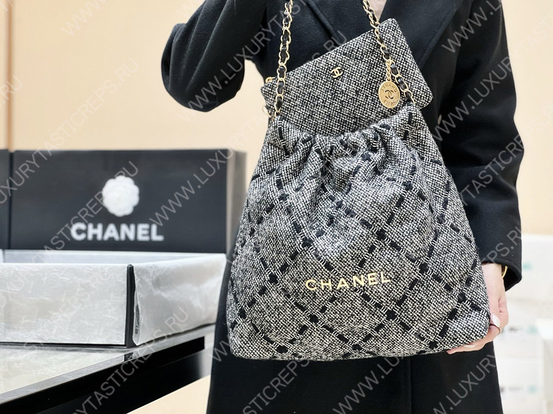 Ch*el 22 handbag grey as3261