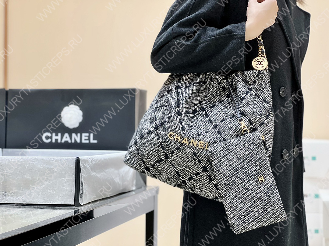 Ch*el 22 handbag grey as3261