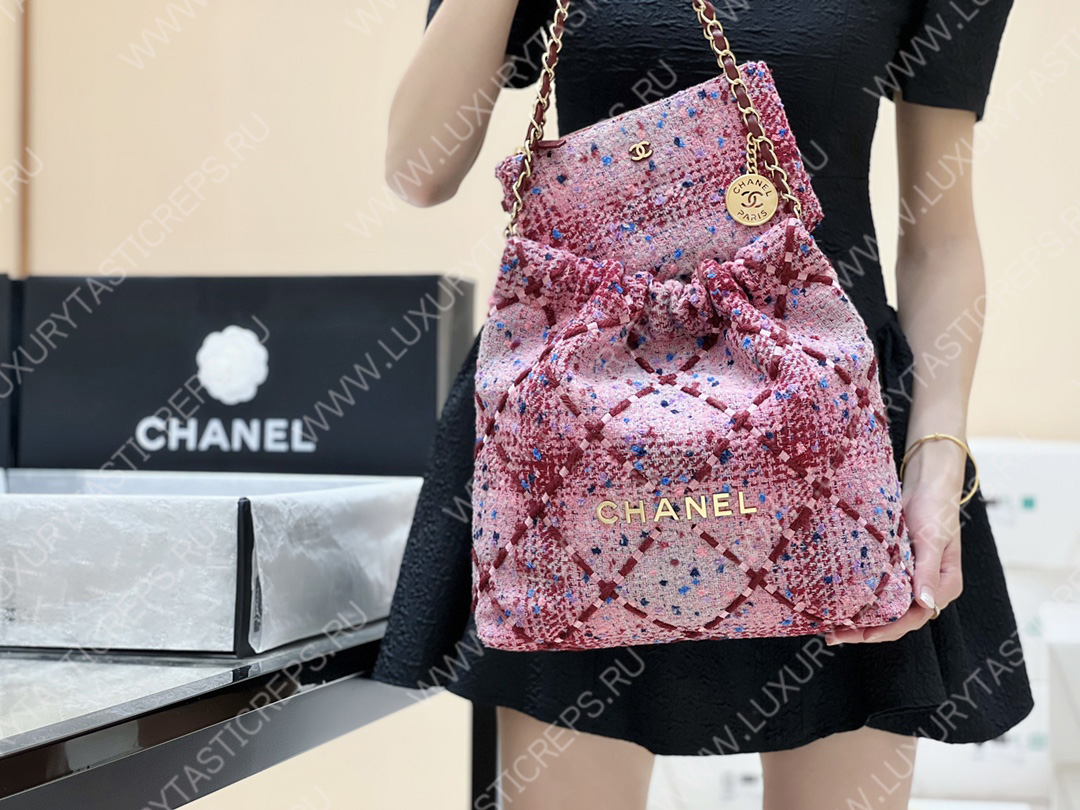 Ch*el 22 handbag pink, burgundy & multicolor as3260