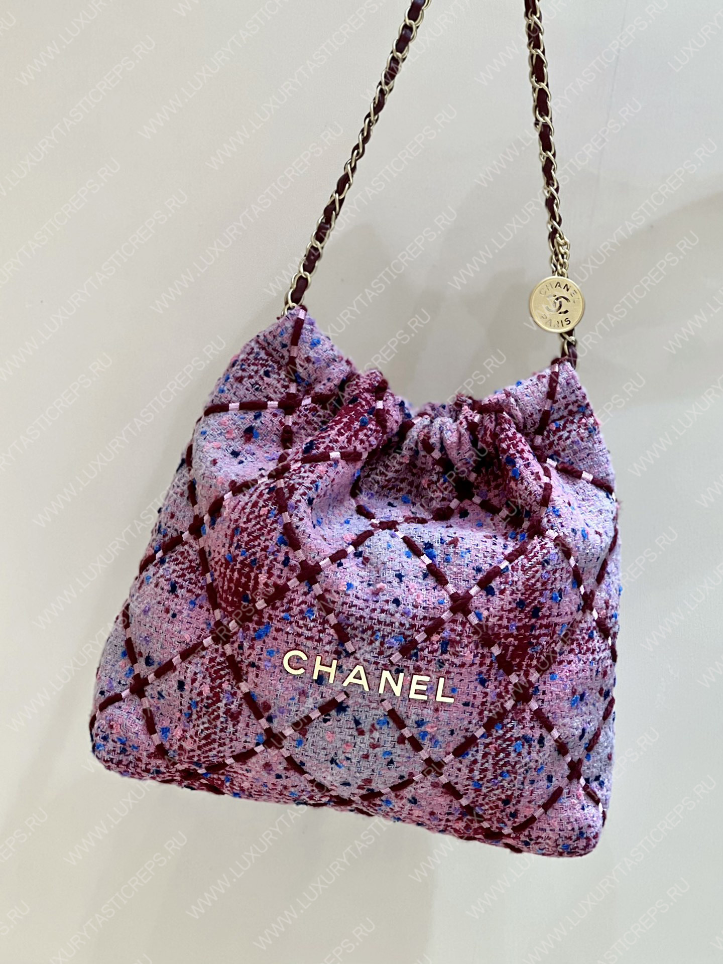 Ch*el 22 handbagbag, burgundy & multicolor as3261