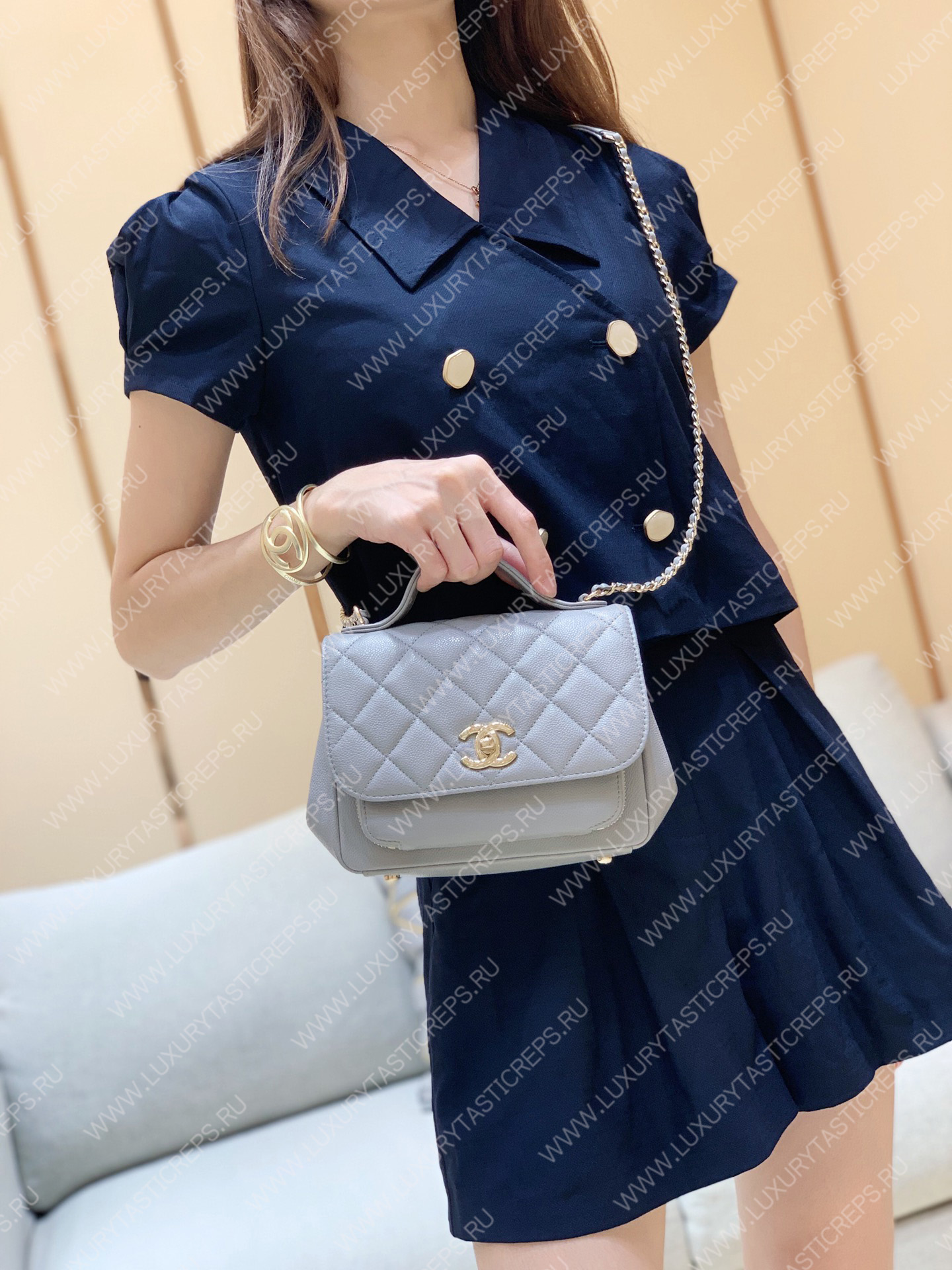 Ch*el small business affinity flap bag grey a93749