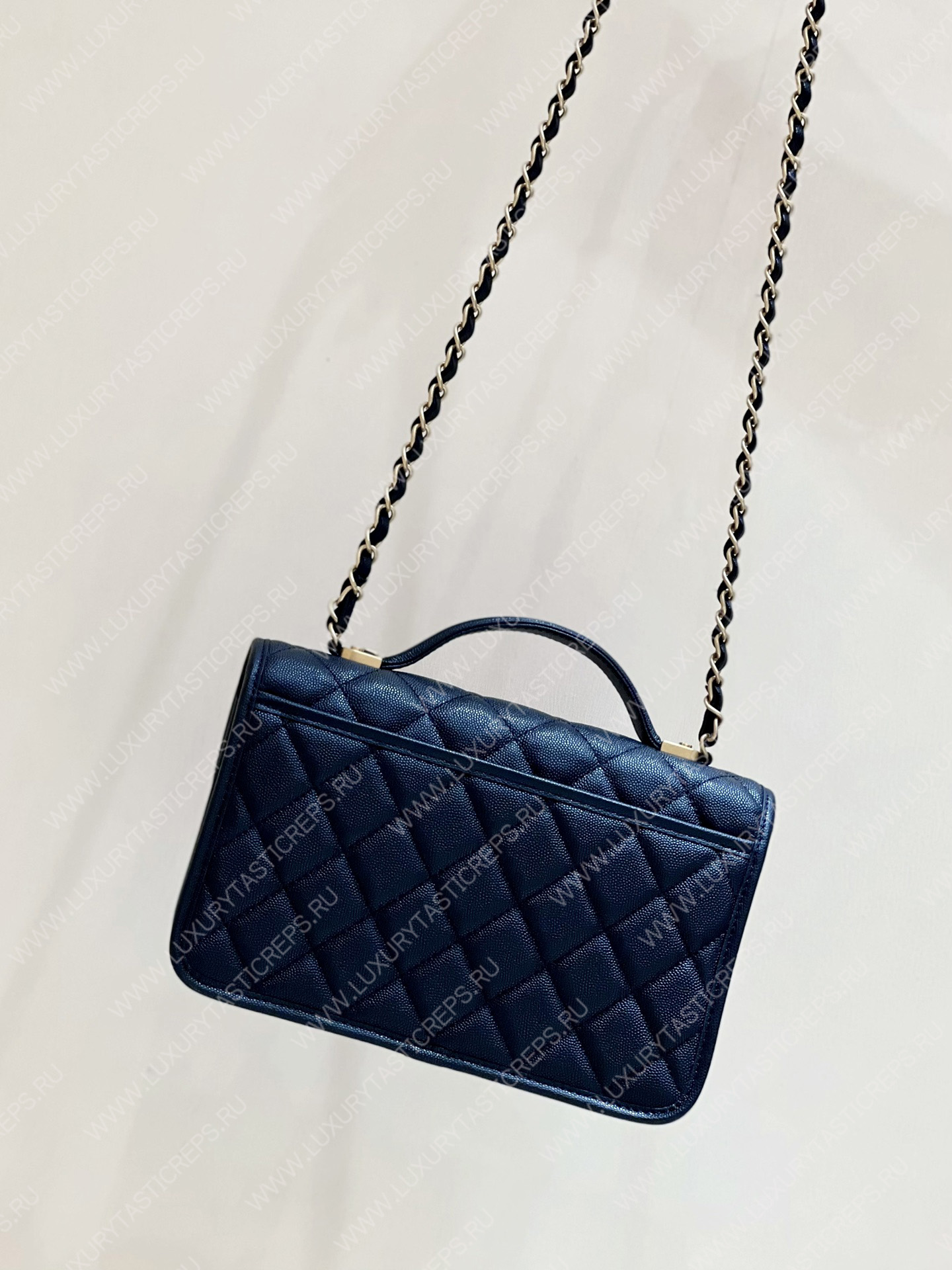 Ch*el small flap bag with top handle black as3653