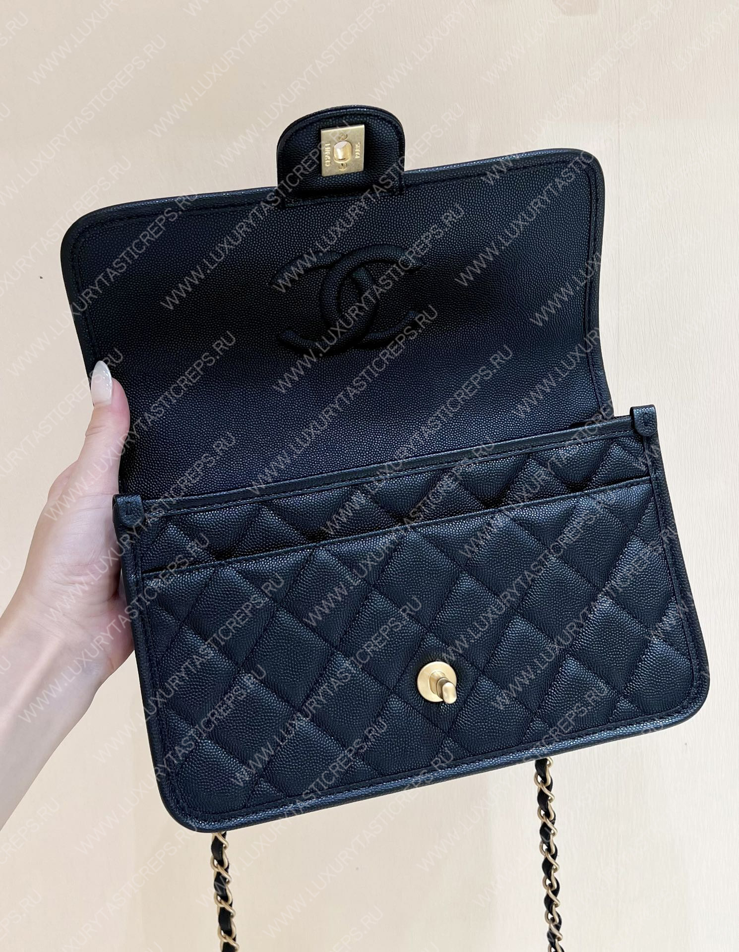 Ch*el small flap bag with top handle black as3653