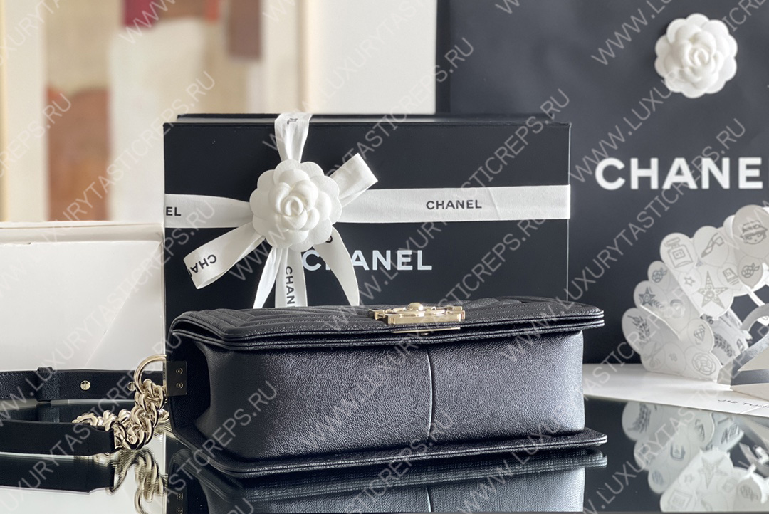 Ch*el boy handbag black a67086