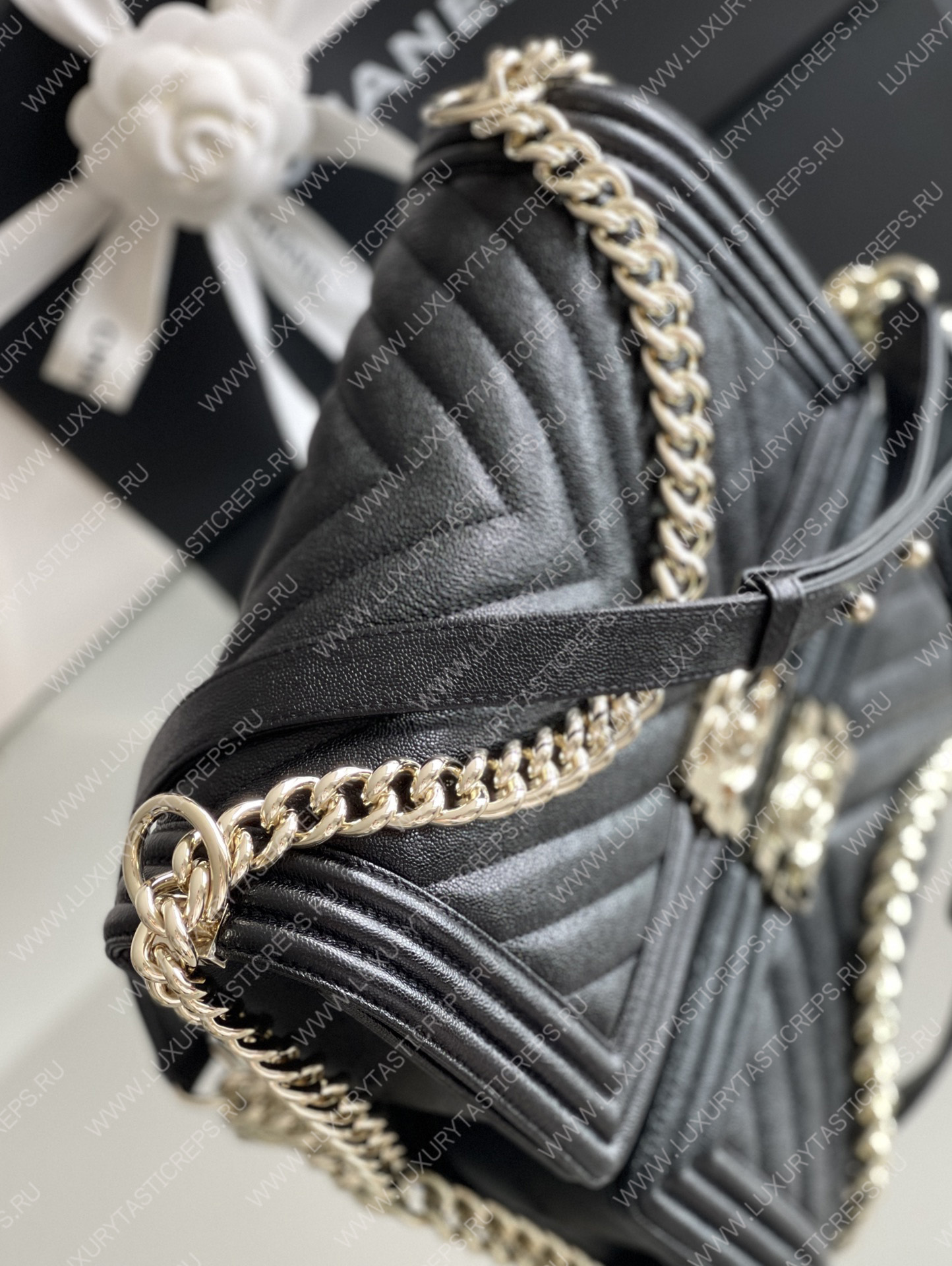 Ch*el boy handbag black a67086