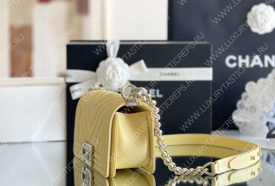 Ch*el small boy handbag yellow a67085
