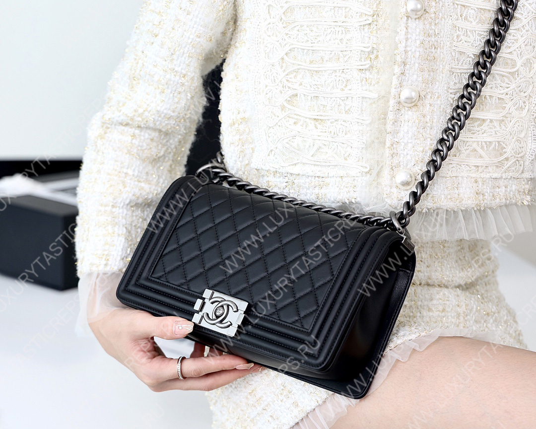 Ch*el boy handbag black a67086