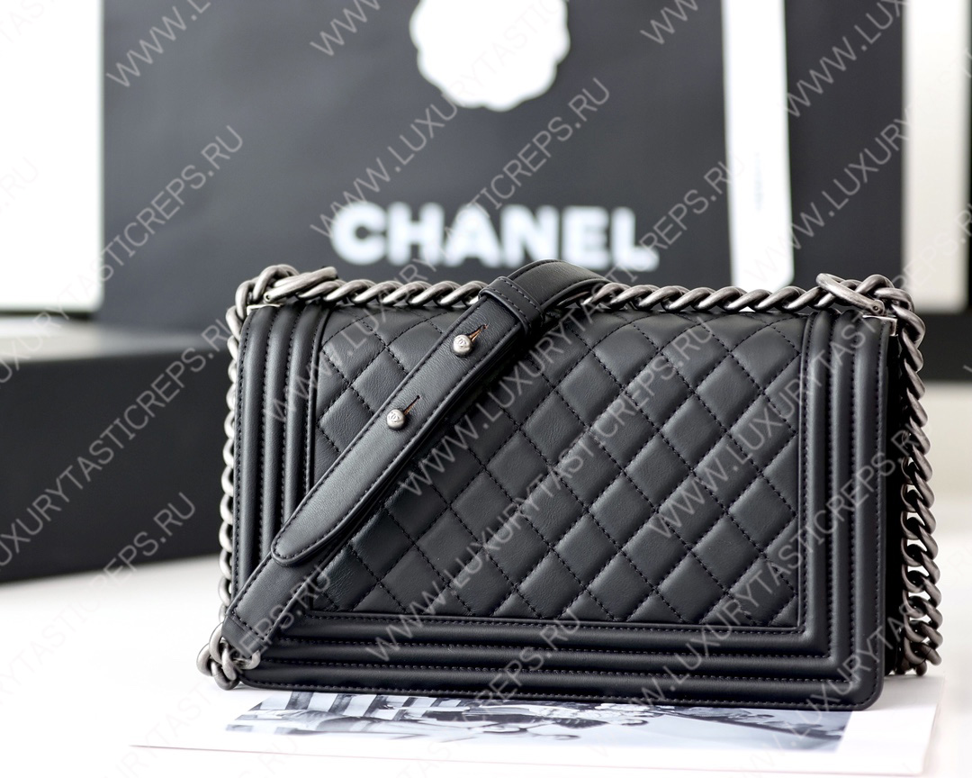 Ch*el boy handbag black a67086