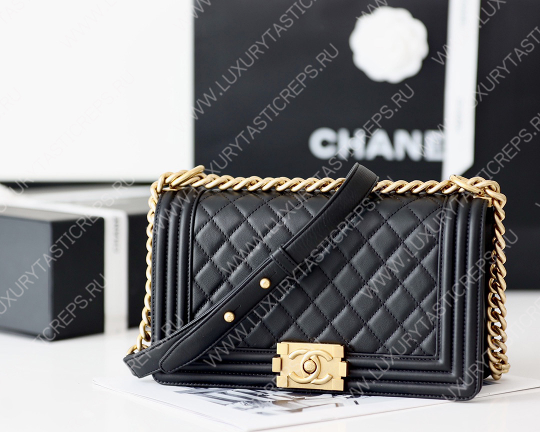 Ch*el boy handbag black a67086