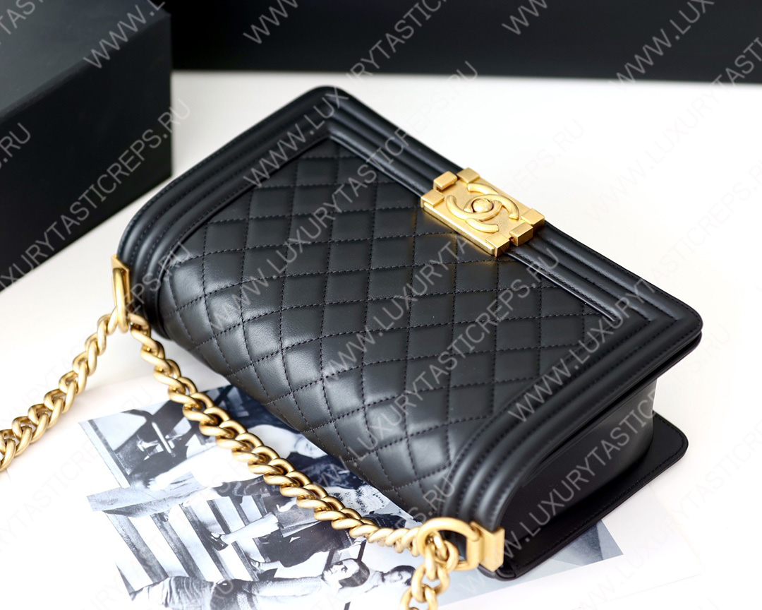 Ch*el boy handbag black a67086